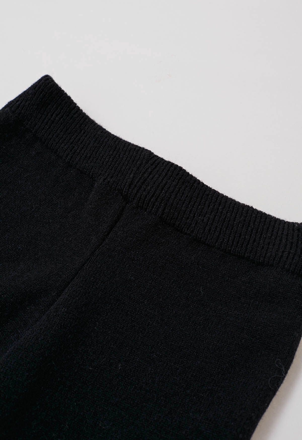 Ensemble pull et pantalon en tricot faux deux pièces de style décontracté en noir