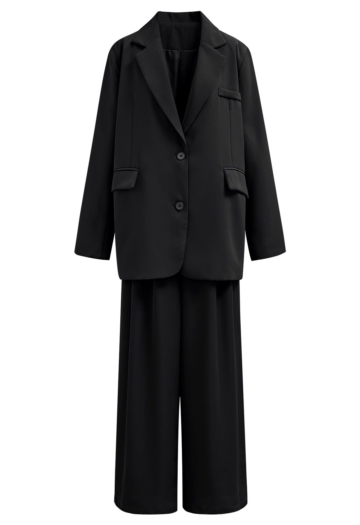 Ensemble blazer et pantalon à revers crantés pour homme de couleur noire