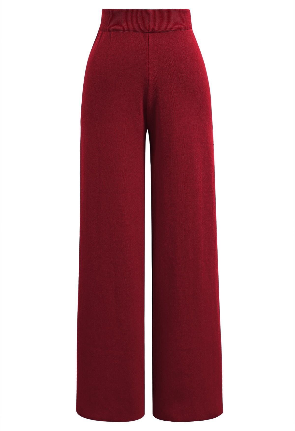 Ensemble cardigan et pantalon en tricot avec poches plaquées et boutons dorés en rouge