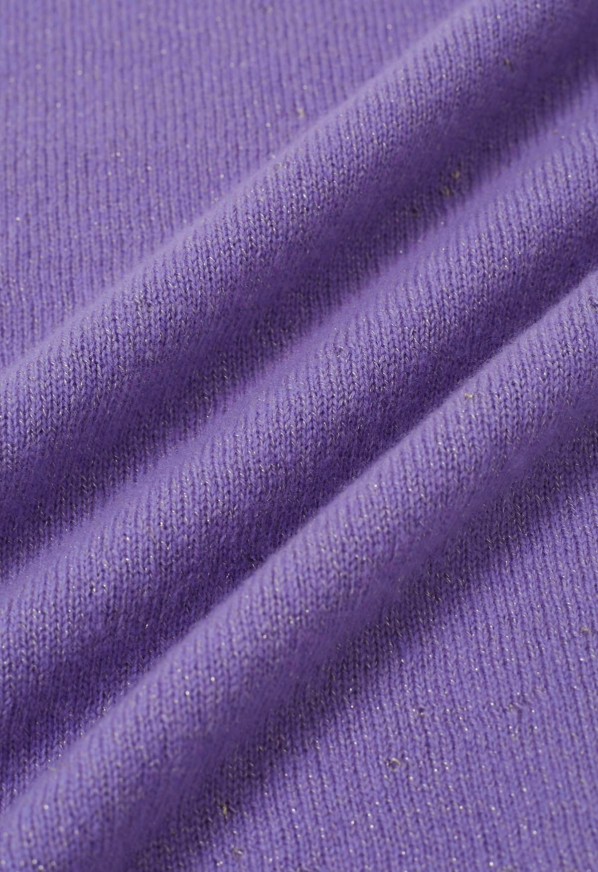 Pull col montant en laine avec fil métallique intégral en violet