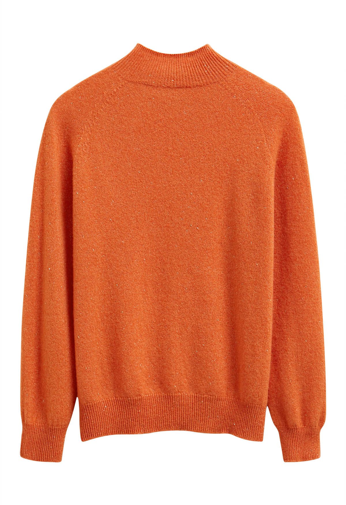 Pull col montant en laine avec fil métallique intégral en orange