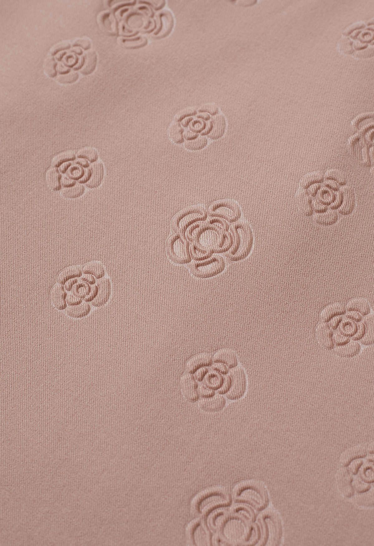 Jupe mini-bouton de rose en relief en rose