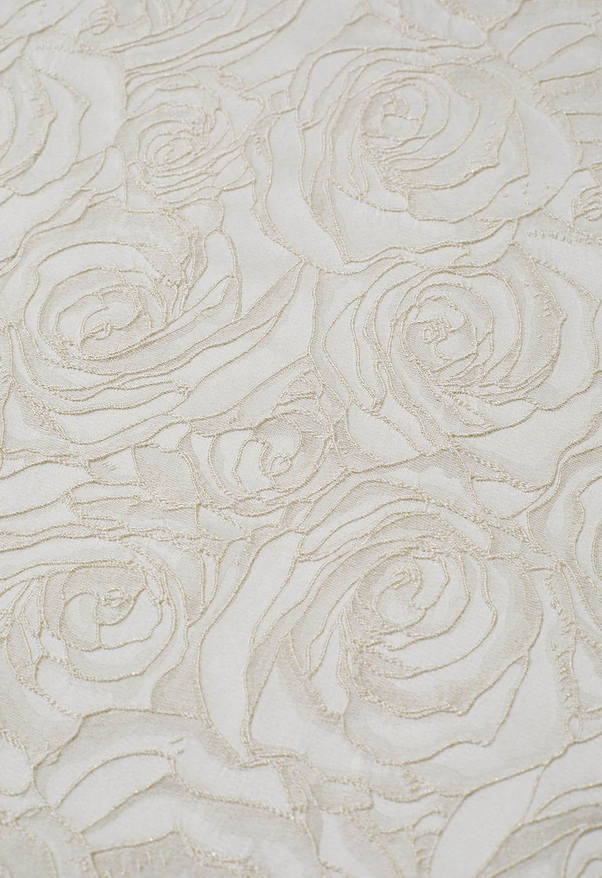 Jupe mi-longue trapèze en jacquard à motif de roses délicates