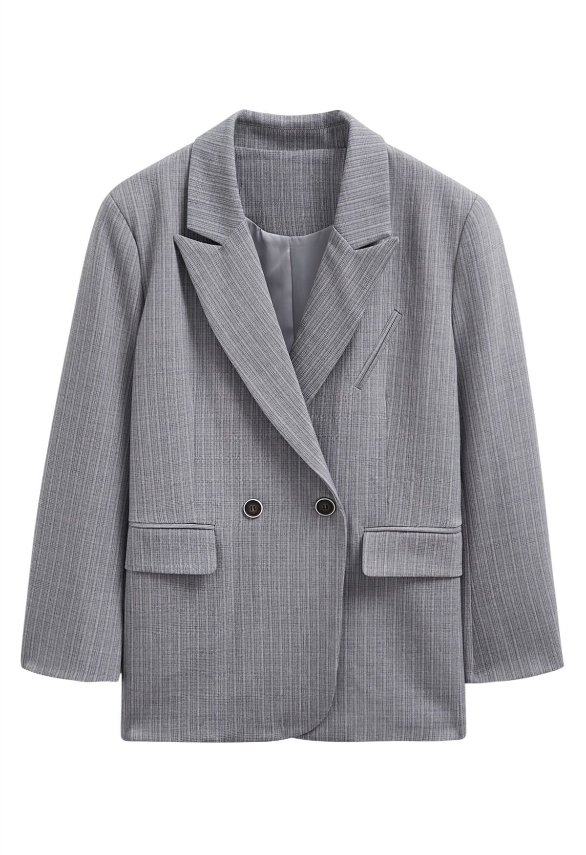 Blazer oversize à épaules rembourrées et rayures Everlasting en gris