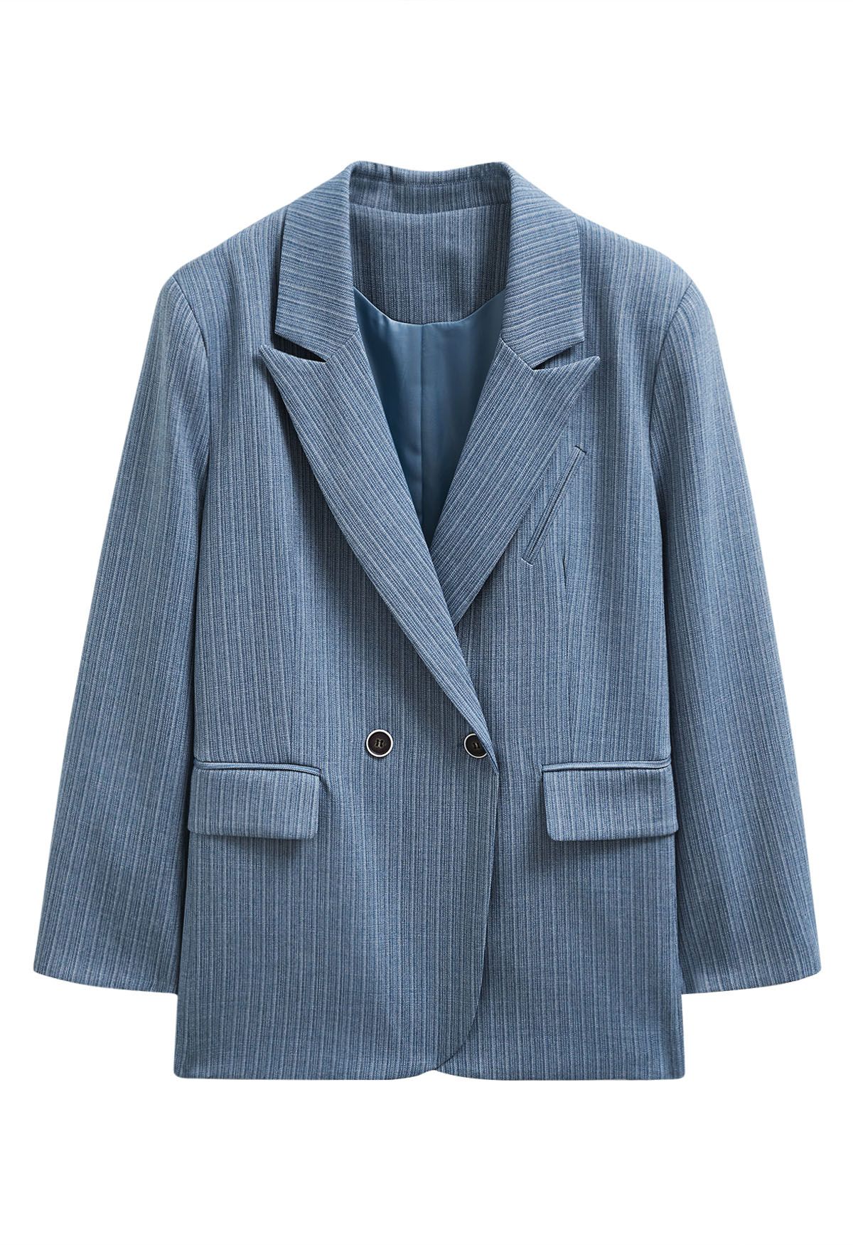 Blazer oversize à épaules rembourrées et rayures Everlasting en bleu