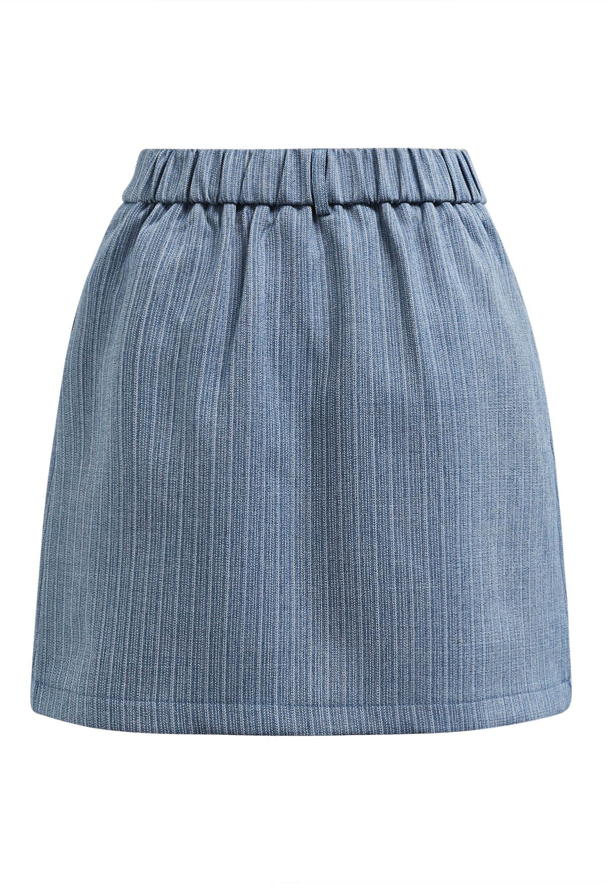 Jupe-short mini rayée à poches latérales Everlasting en bleu