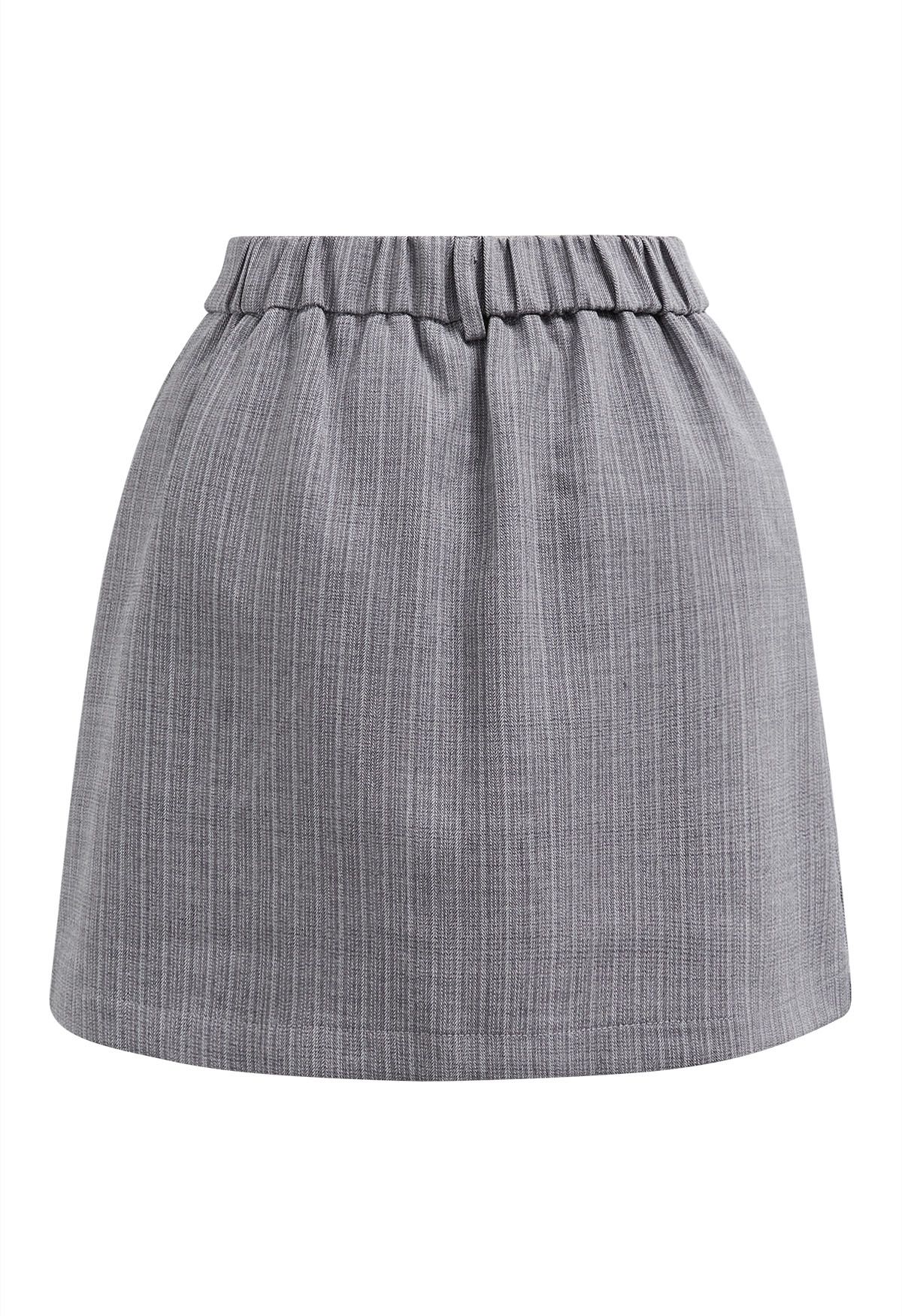 Jupe-short mini rayée à poches latérales Everlasting en gris