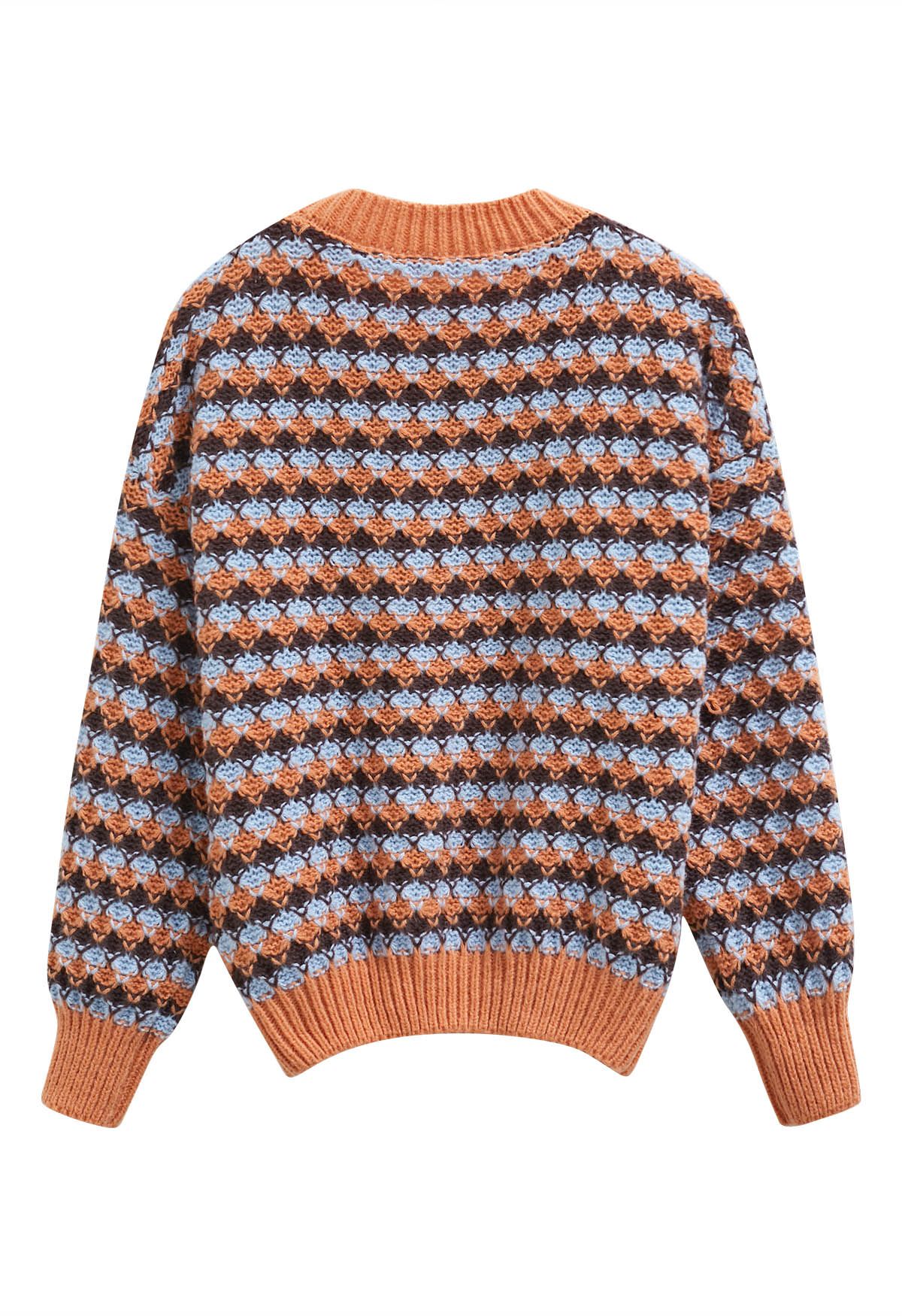 Pull en tricot à motifs géométriques aux tons d'automne