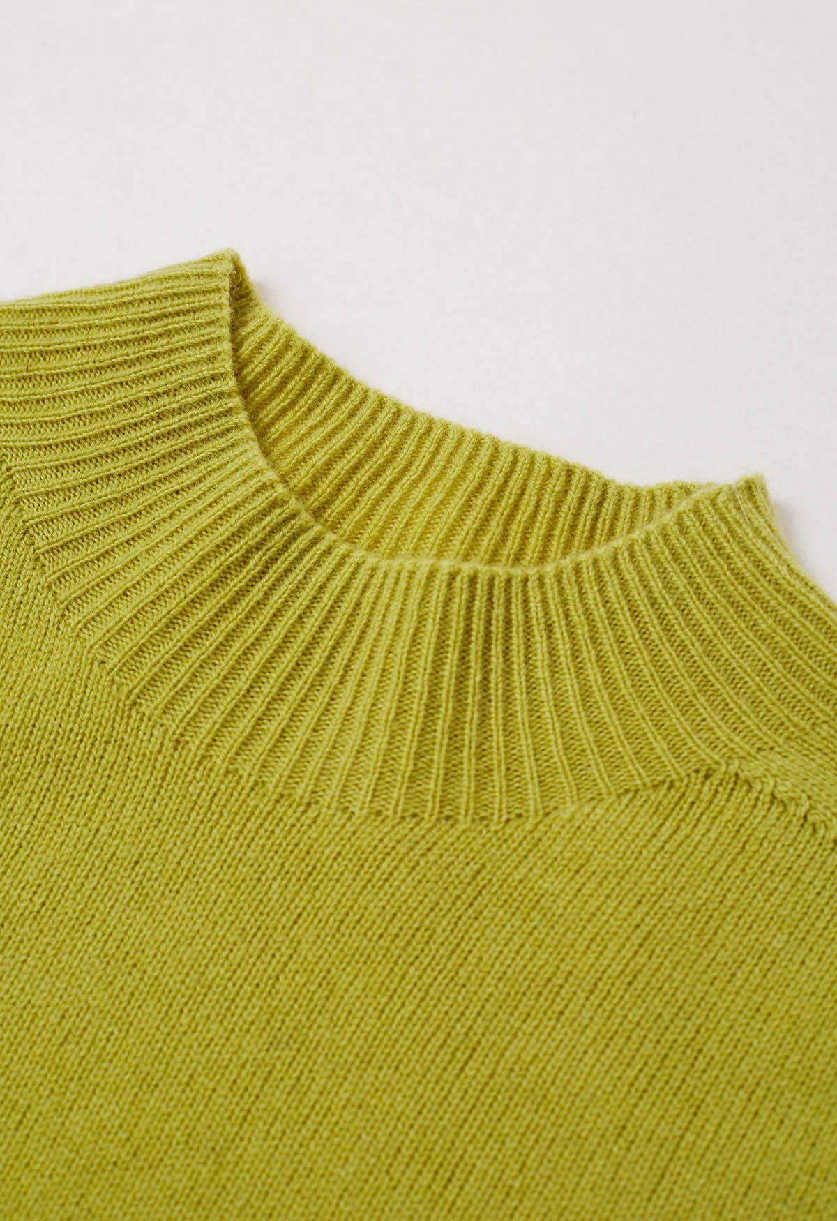 Pull en laine à manches longues et col montant, réconfortant, couleur citron vert