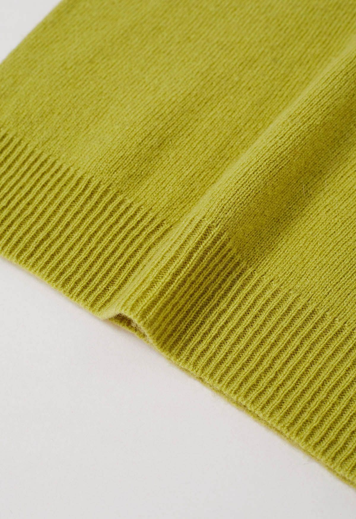 Pull en laine à manches longues et col montant, réconfortant, couleur citron vert