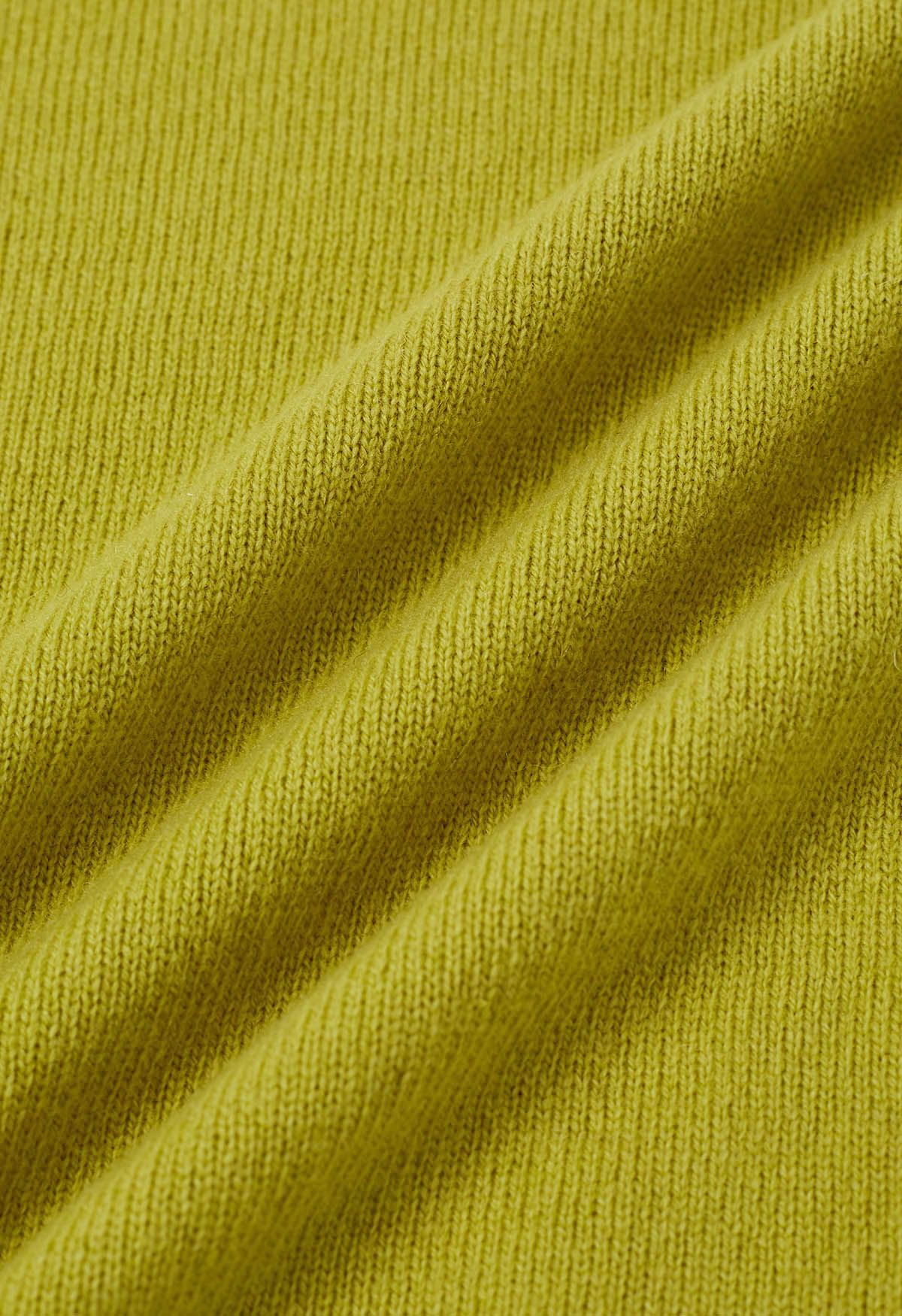 Pull en laine à manches longues et col montant, réconfortant, couleur citron vert