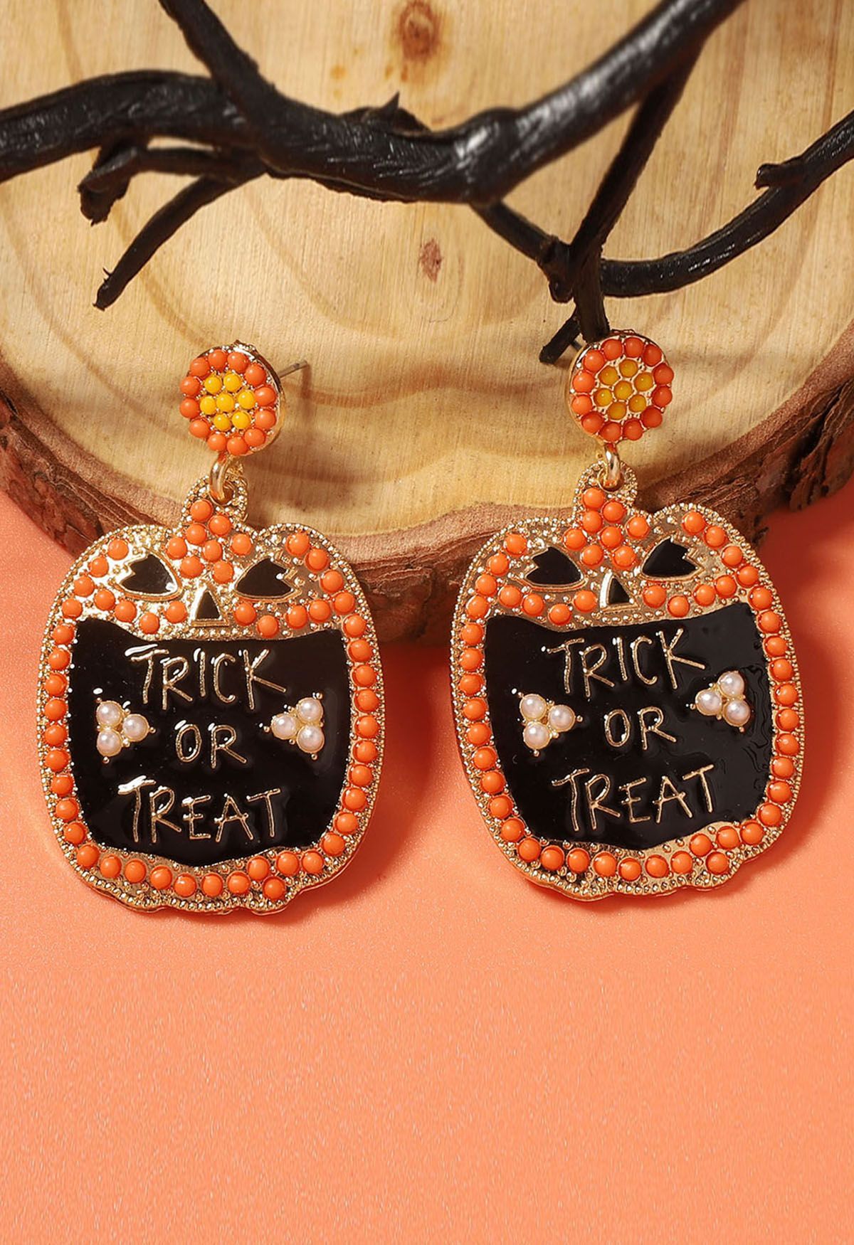 Boucles d'oreilles en alliage perlé Trick or Treat