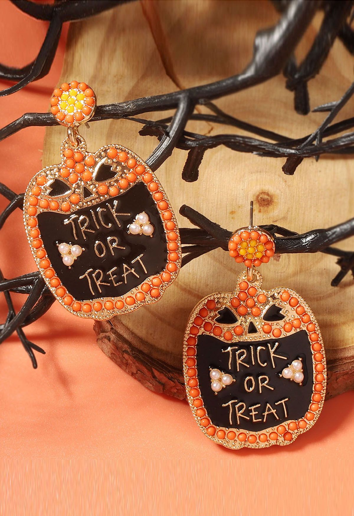 Boucles d'oreilles en alliage perlé Trick or Treat