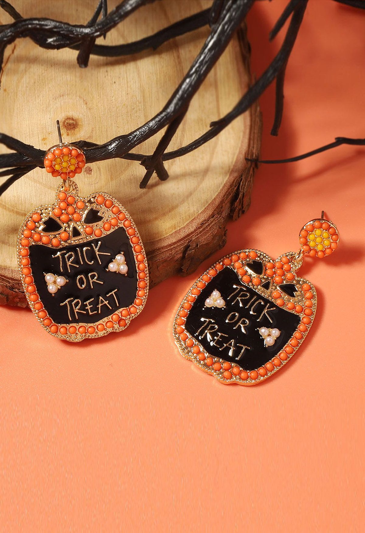 Boucles d'oreilles en alliage perlé Trick or Treat