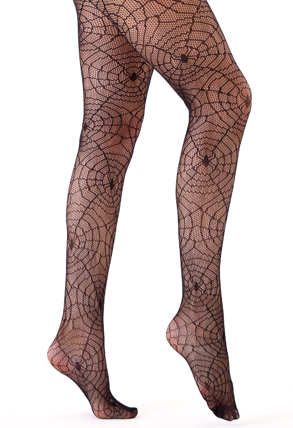 Collants résille jacquard à motif toile d'araignée