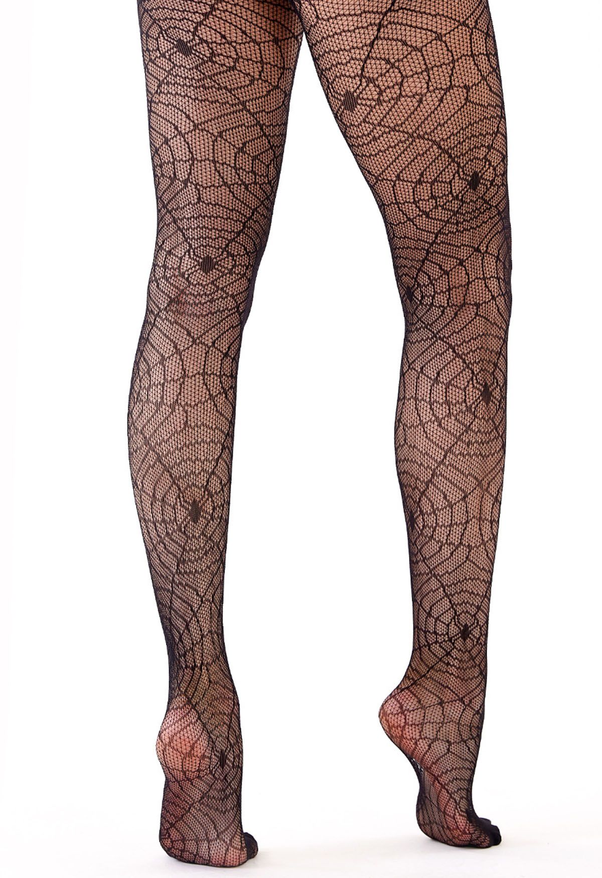 Collants résille jacquard à motif toile d'araignée