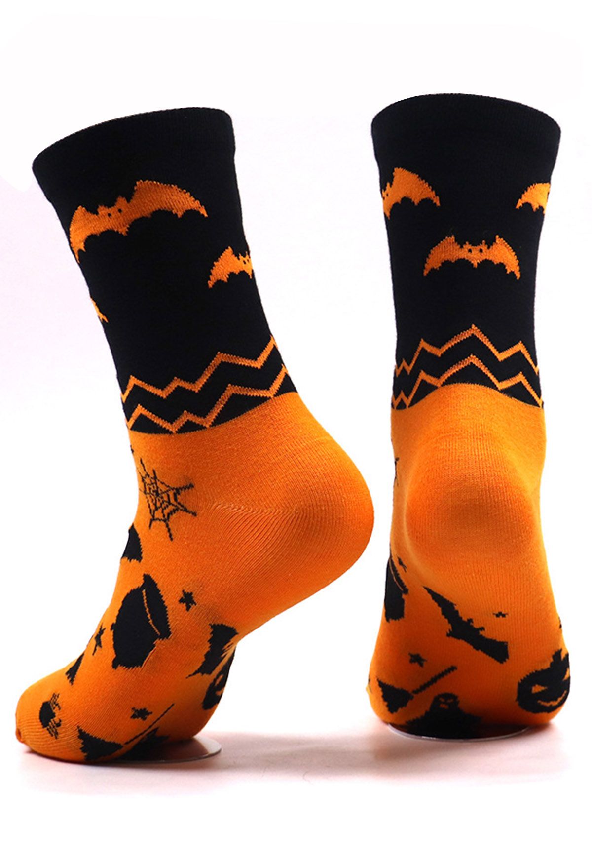 Chaussettes ras du cou à motif chauve-souris contrasté