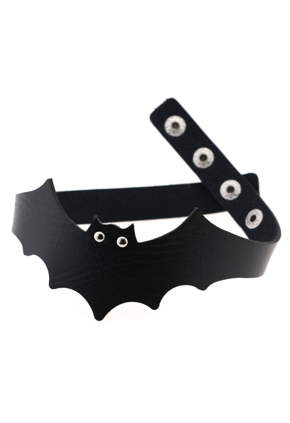 Collier ras du cou en similicuir noir en forme de chauve-souris