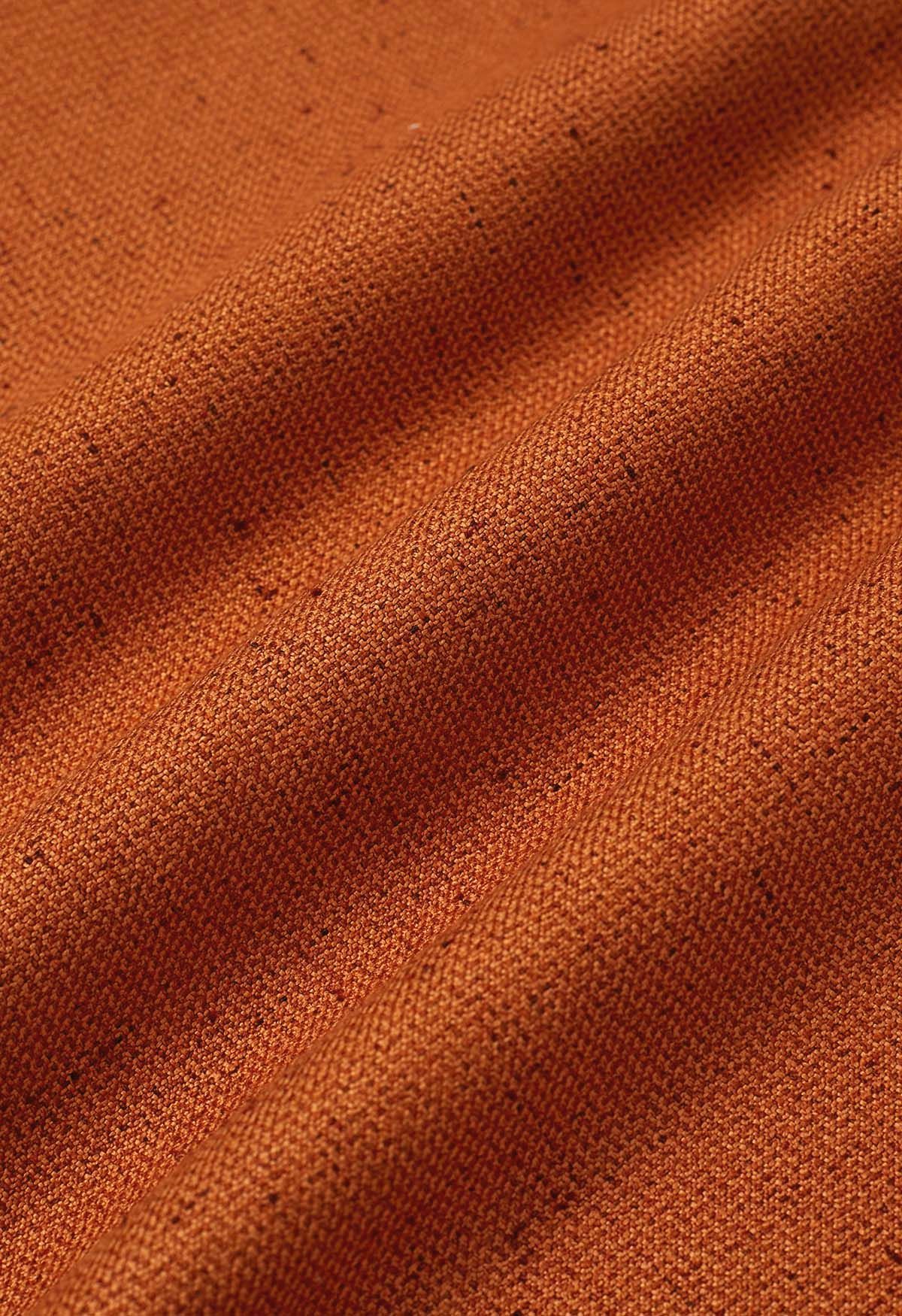 Jupe mi-longue évasée en tweed doux de couleur citrouille - Édition d'automne