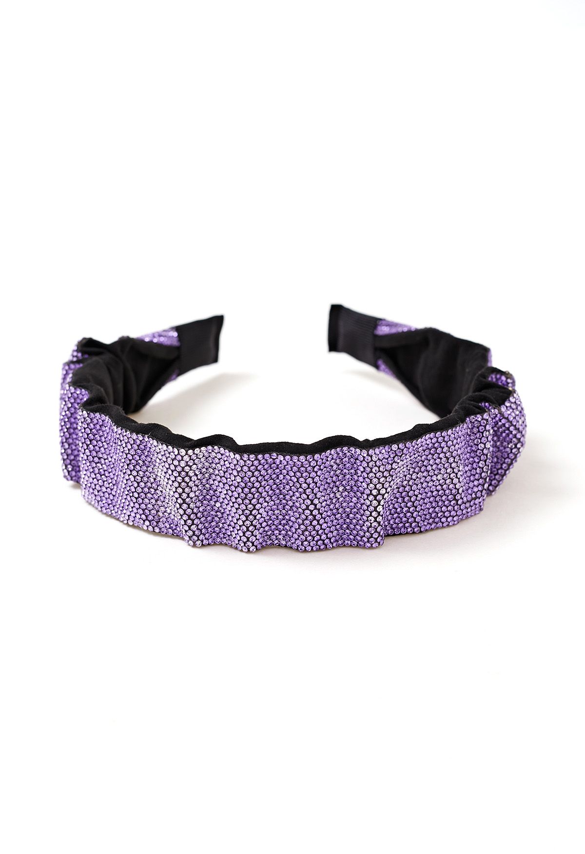 Bandeau à plis larges avec strass scintillants en violet