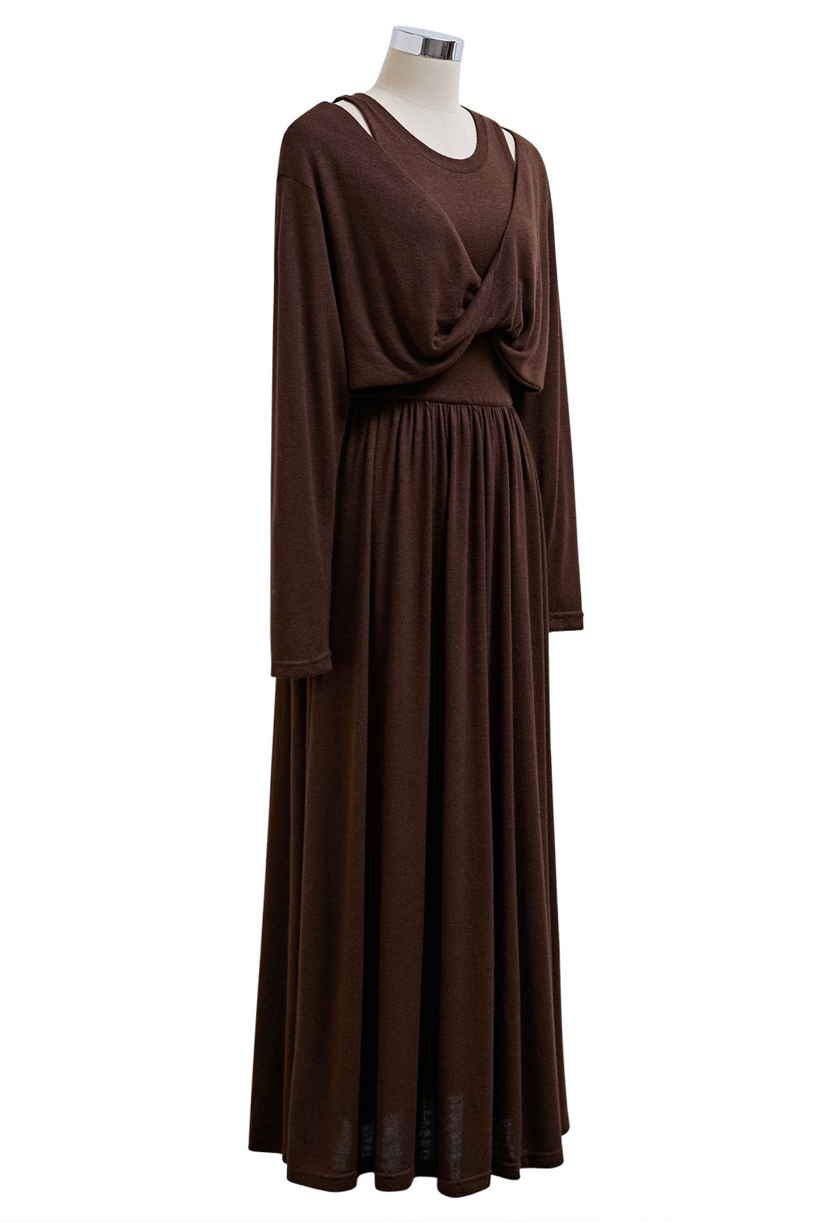 Robe Twinset en tricot torsadé sur le devant Limitless Charm en marron