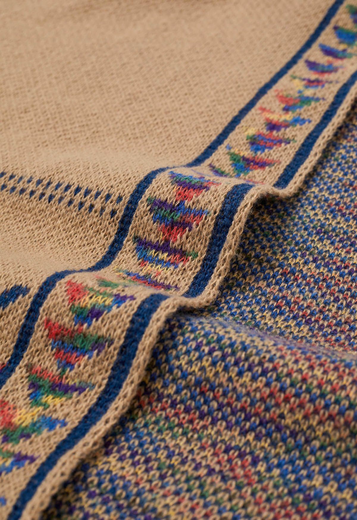 Poncho en tricot à franges Boho Wanderer en camel