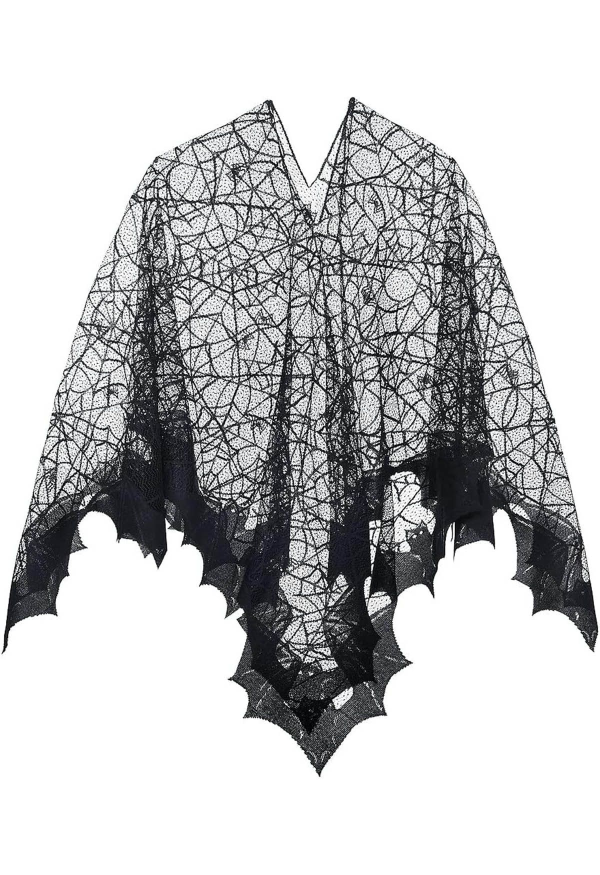 Poncho en dentelle transparente à motif toile d'araignée