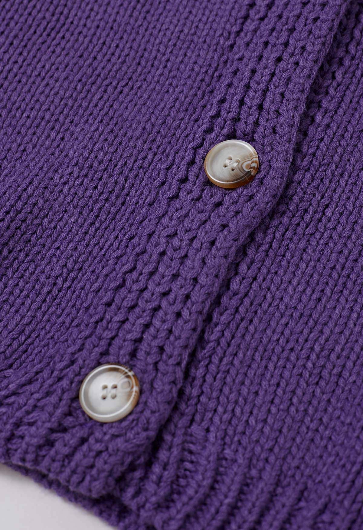 Cardigan boutonné en tricot avec patch Mystic Bats en violet