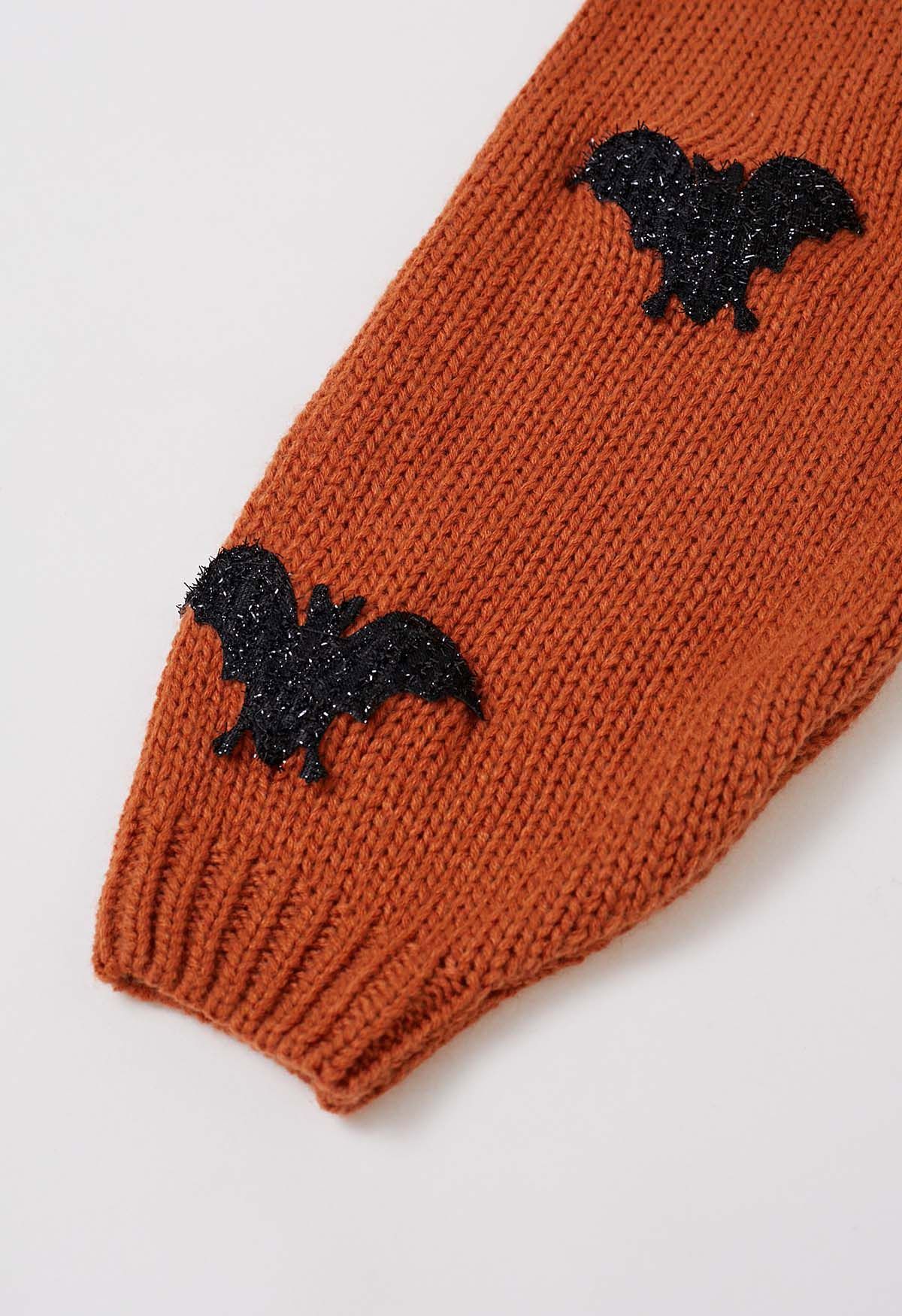 Cardigan boutonné en tricot avec patch Mystic Bats en citrouille