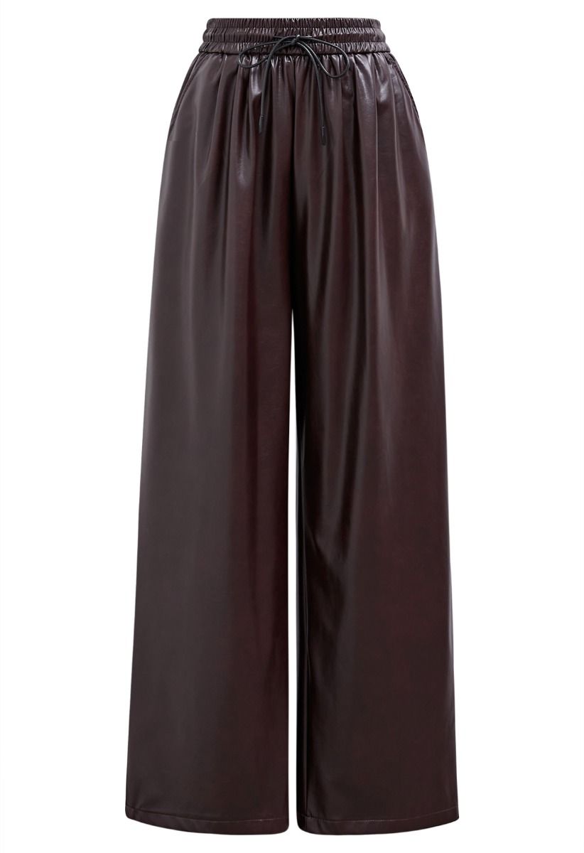 Pantalon en similicuir avec cordon de serrage City Stroll en bordeaux