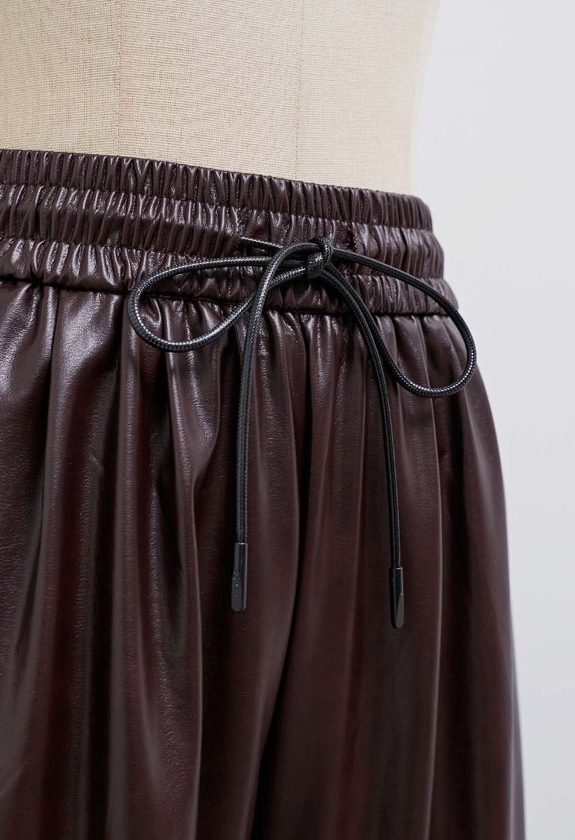 Pantalon en similicuir avec cordon de serrage City Stroll en bordeaux