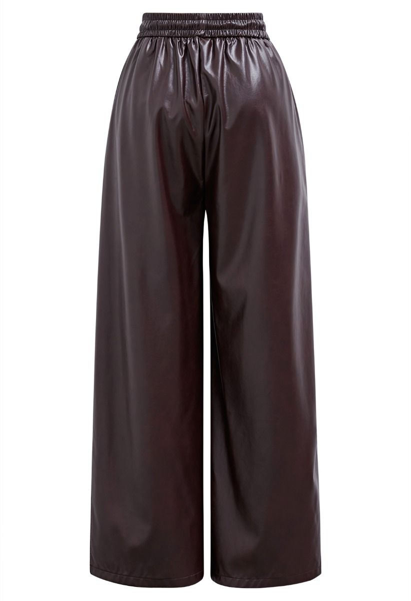 Pantalon en similicuir avec cordon de serrage City Stroll en bordeaux