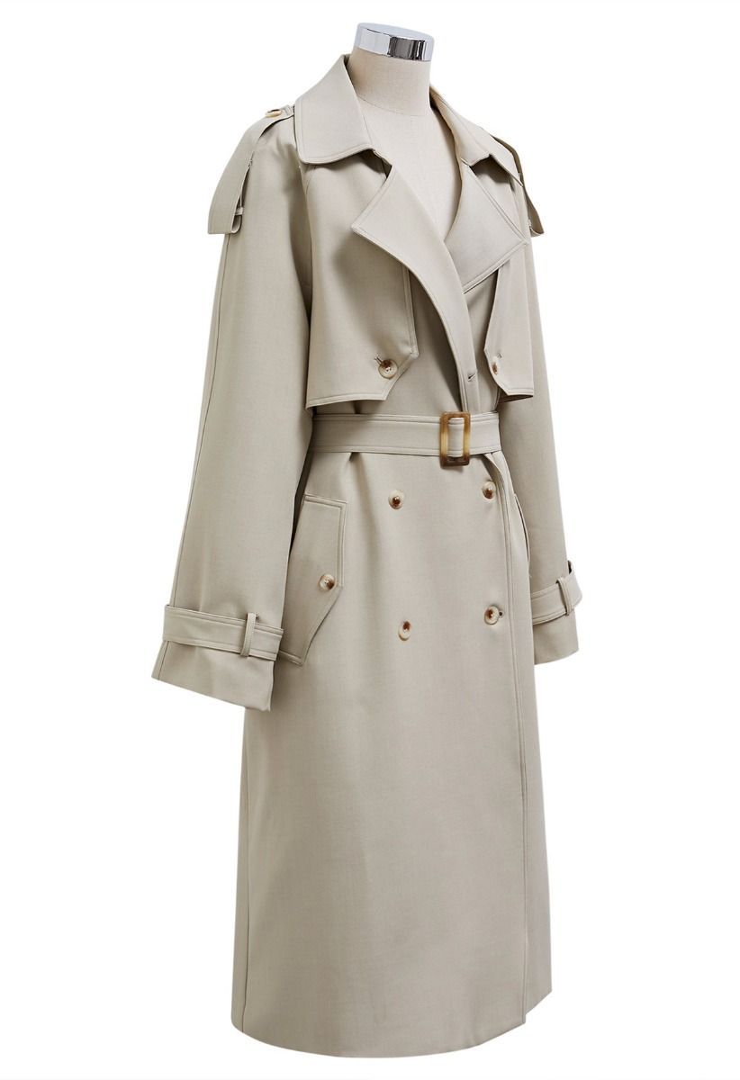 Trench-coat croisé New Icon en kaki clair