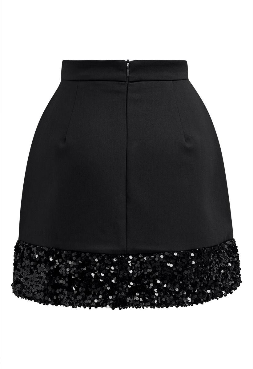 Mini-jupe à ourlet pailleté Shine Glamour en noir