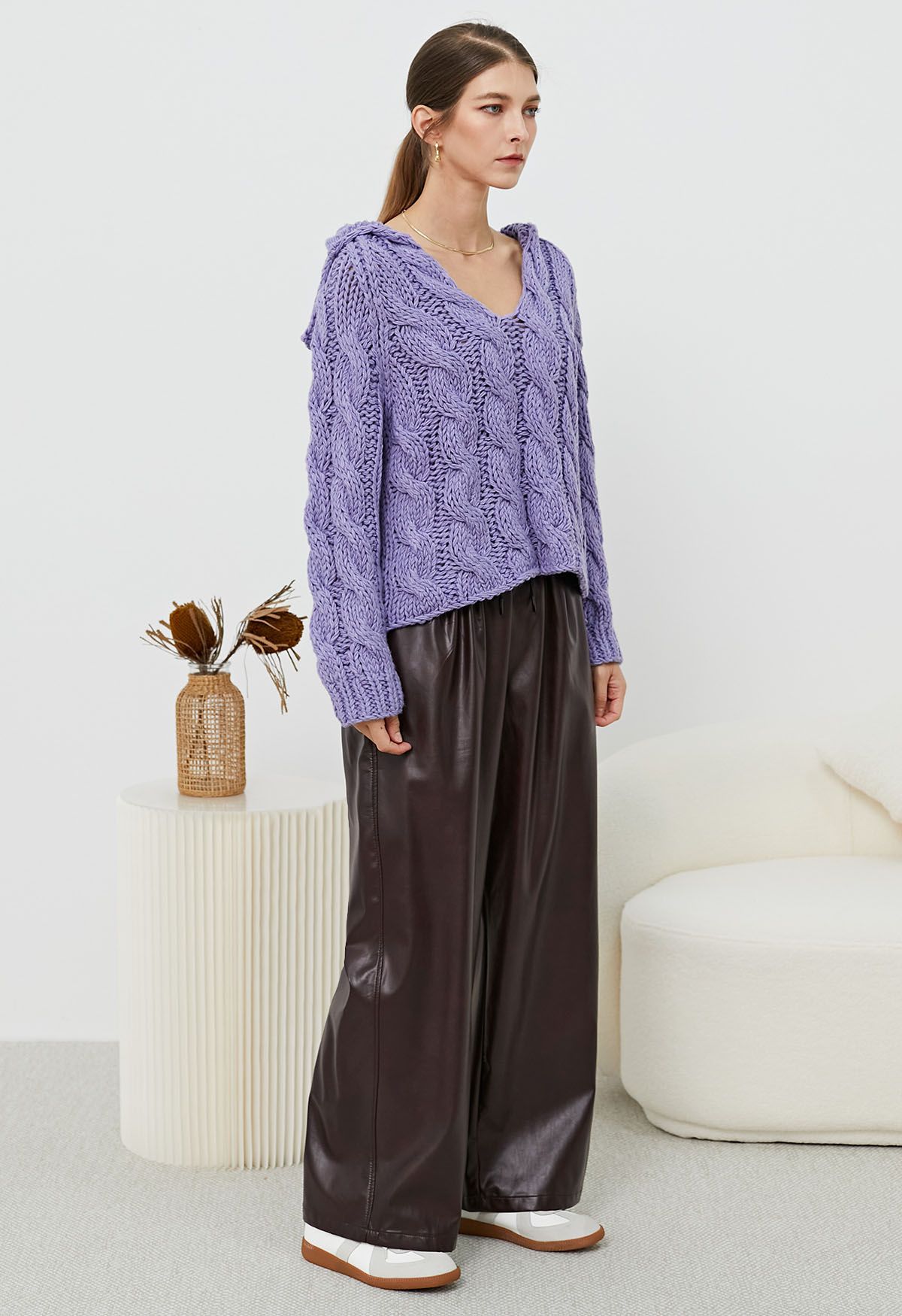 Pantalon en similicuir avec cordon de serrage City Stroll en bordeaux