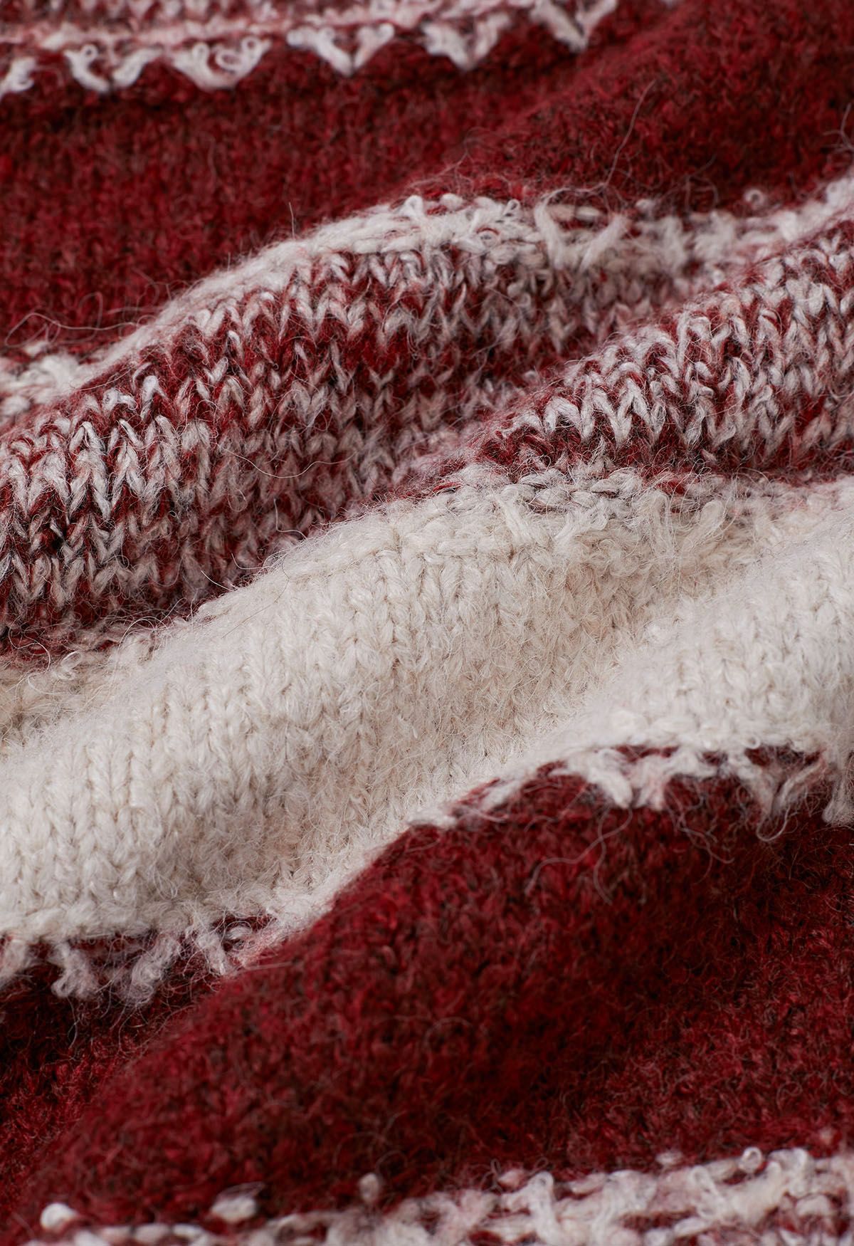 Pull court en maille à rayures Fair Isle en rouge