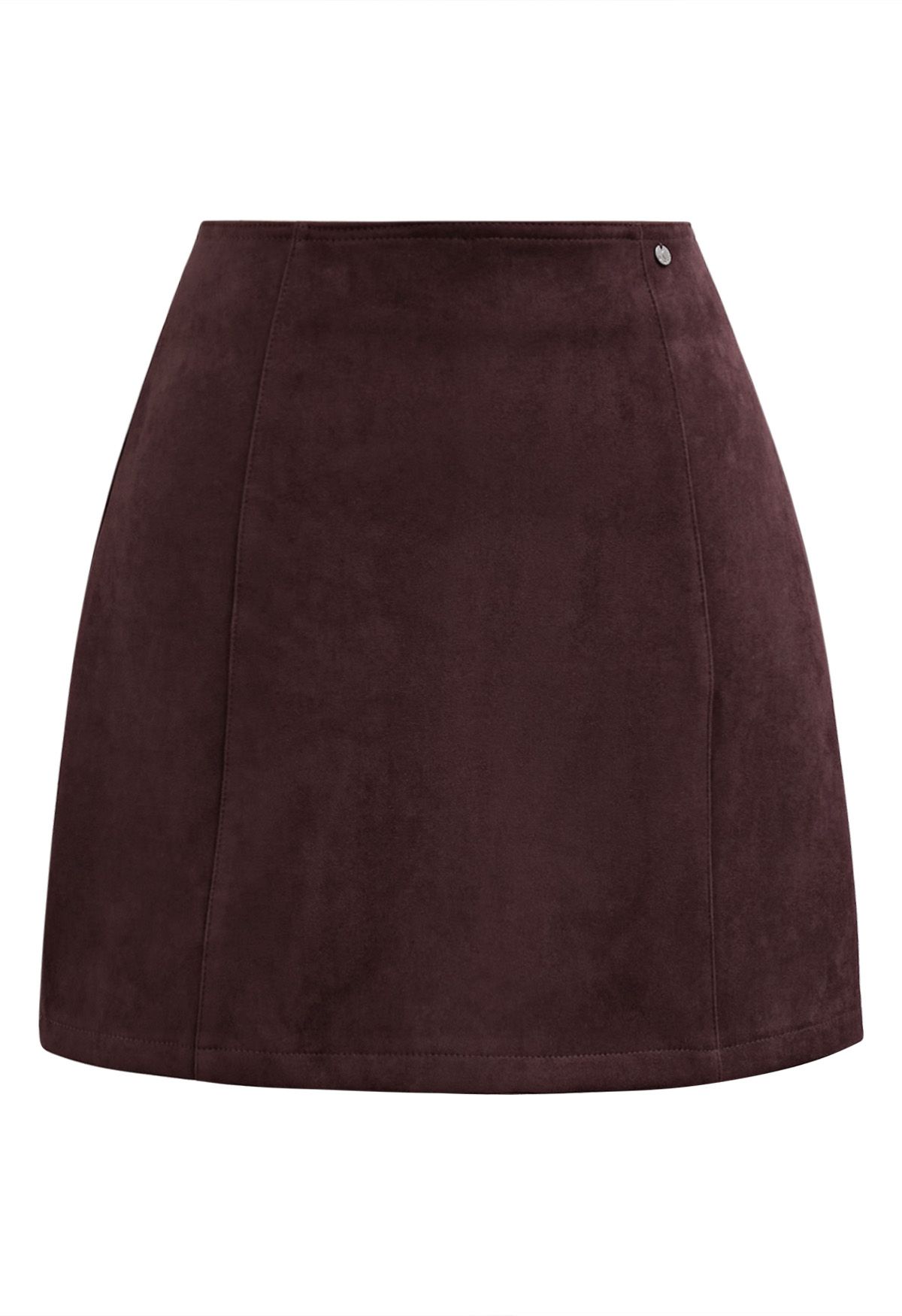 Mini-jupe rétro chic en faux daim bordeaux