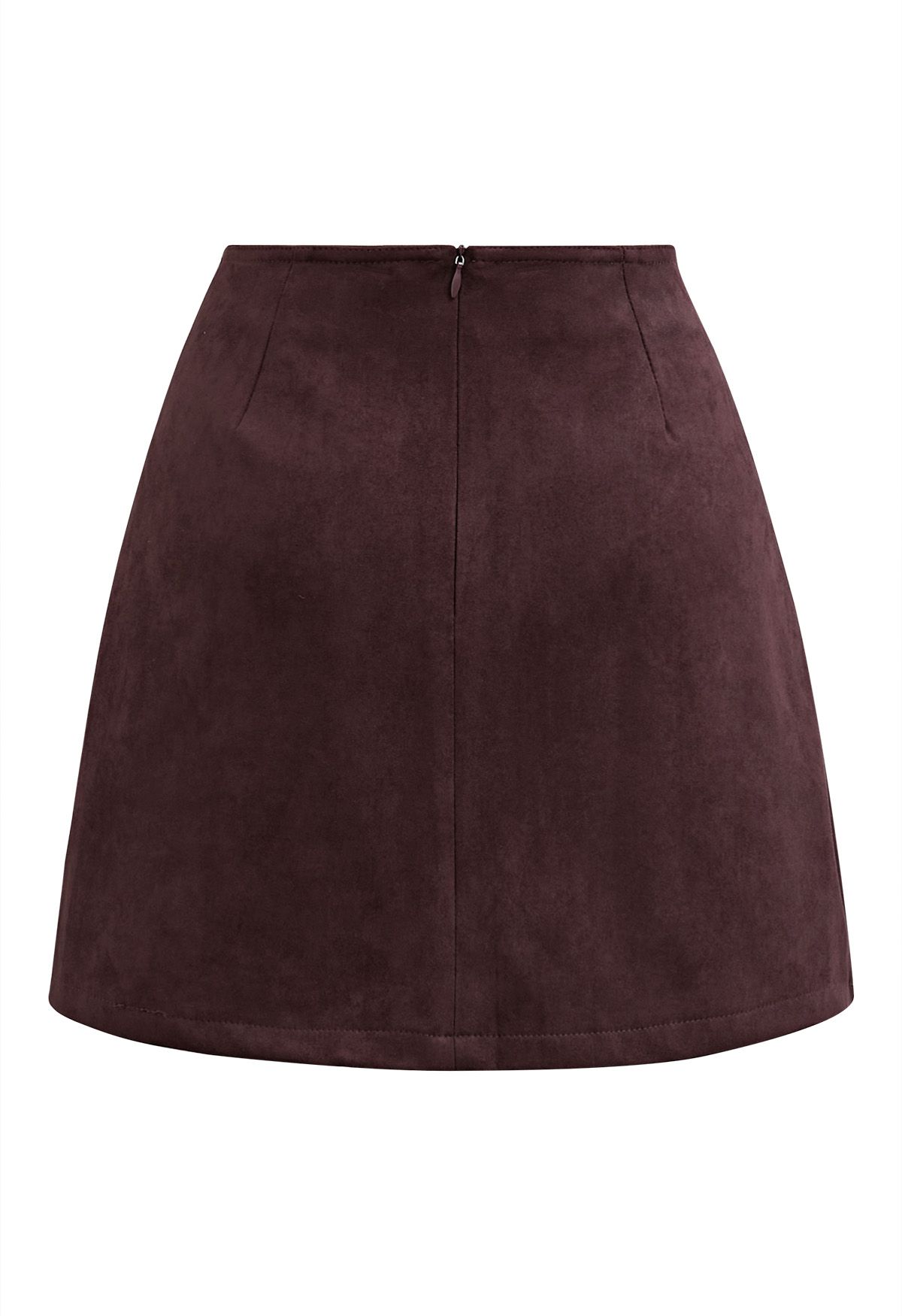 Mini-jupe rétro chic en faux daim bordeaux