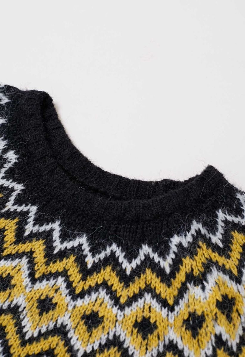 Pull en tricot Fair Isle Nordic Charm en gris