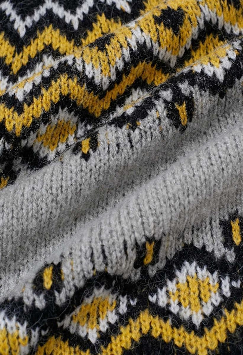 Pull en tricot Fair Isle Nordic Charm en gris