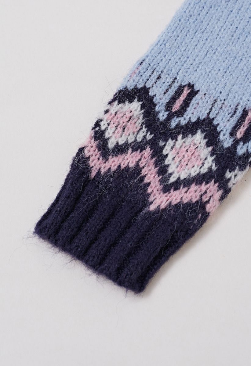 Pull en tricot Fair Isle bleu Nordic Charm