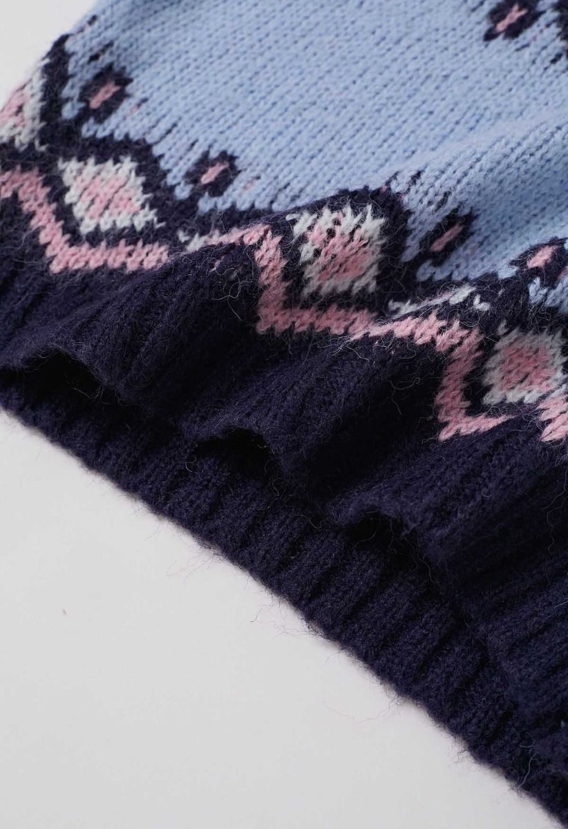 Pull en tricot Fair Isle bleu Nordic Charm