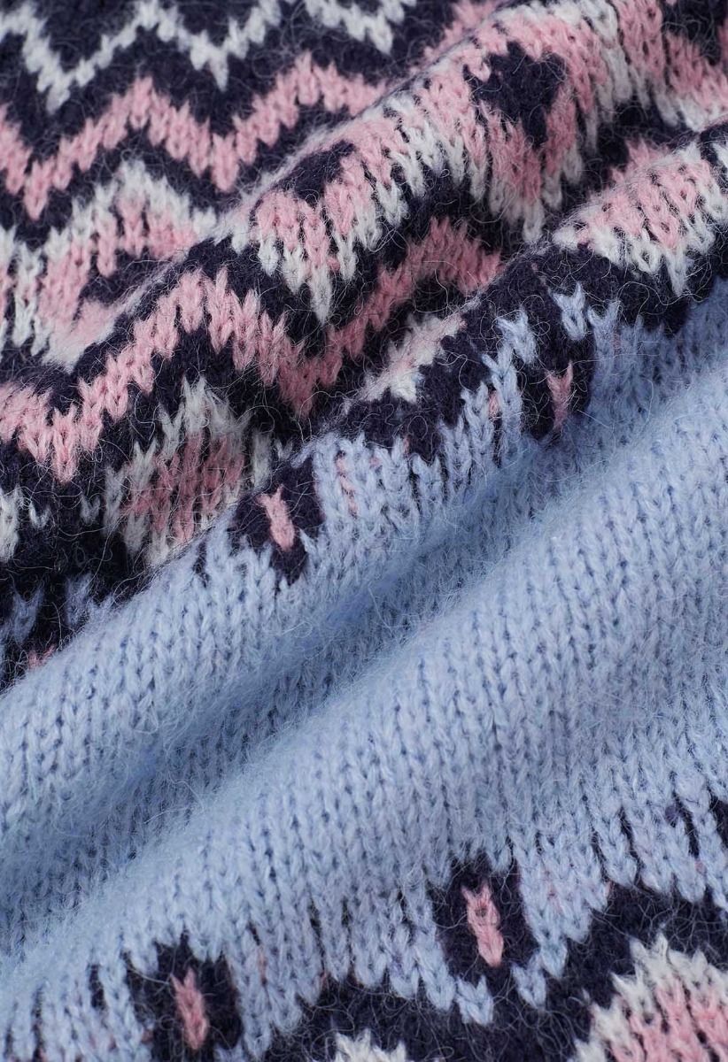 Pull en tricot Fair Isle bleu Nordic Charm