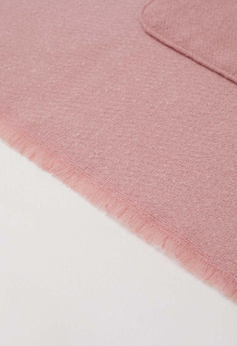 Poncho à ourlet frangé et poche Whisper Soft en rose