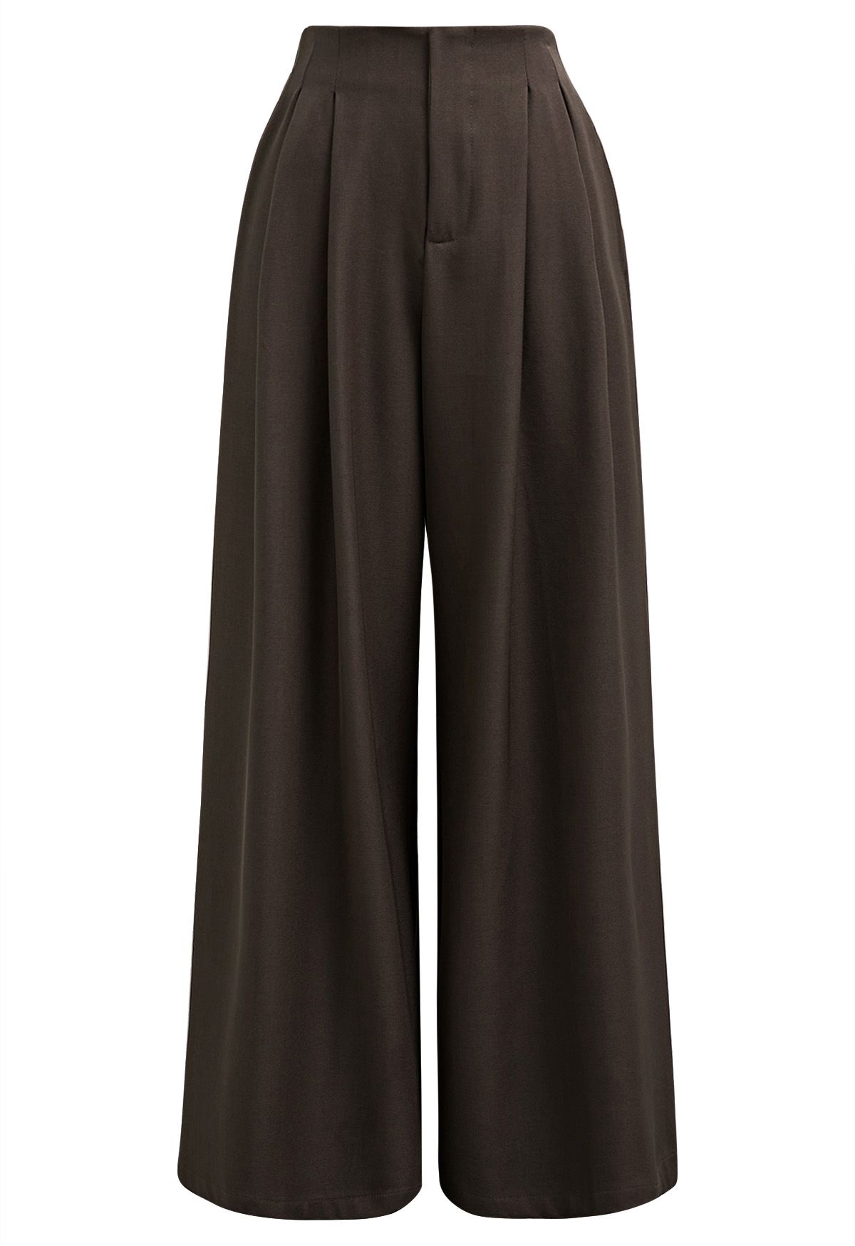 Pantalon Palazzo plissé à taille élastique Allure in Motion en marron