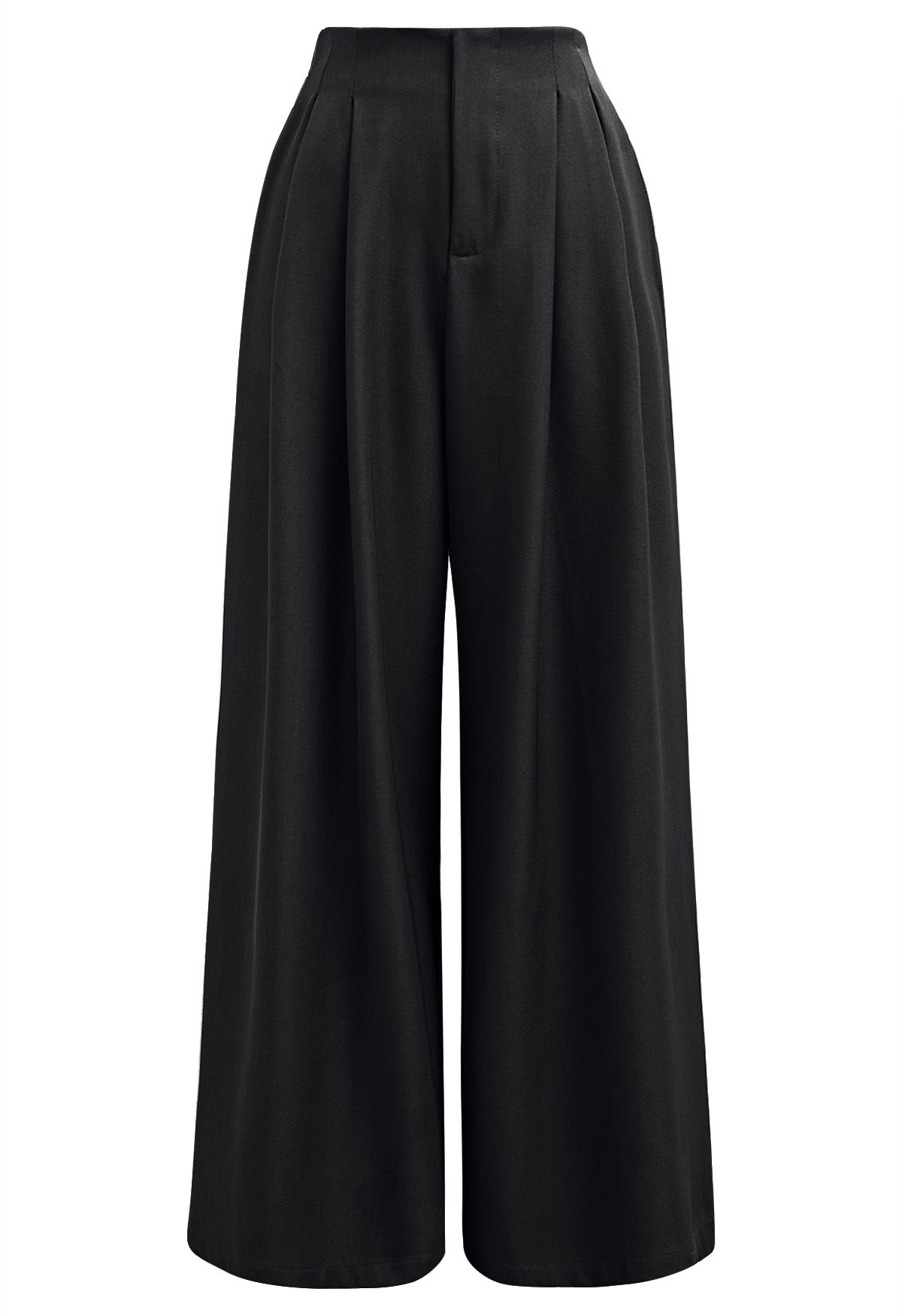 Pantalon Palazzo plissé à taille élastique Allure in Motion en noir