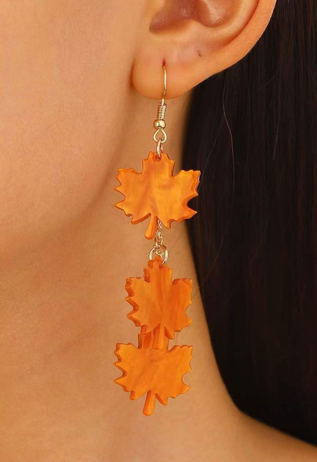 Boucles d'oreilles à crochet en forme de feuille d'érable