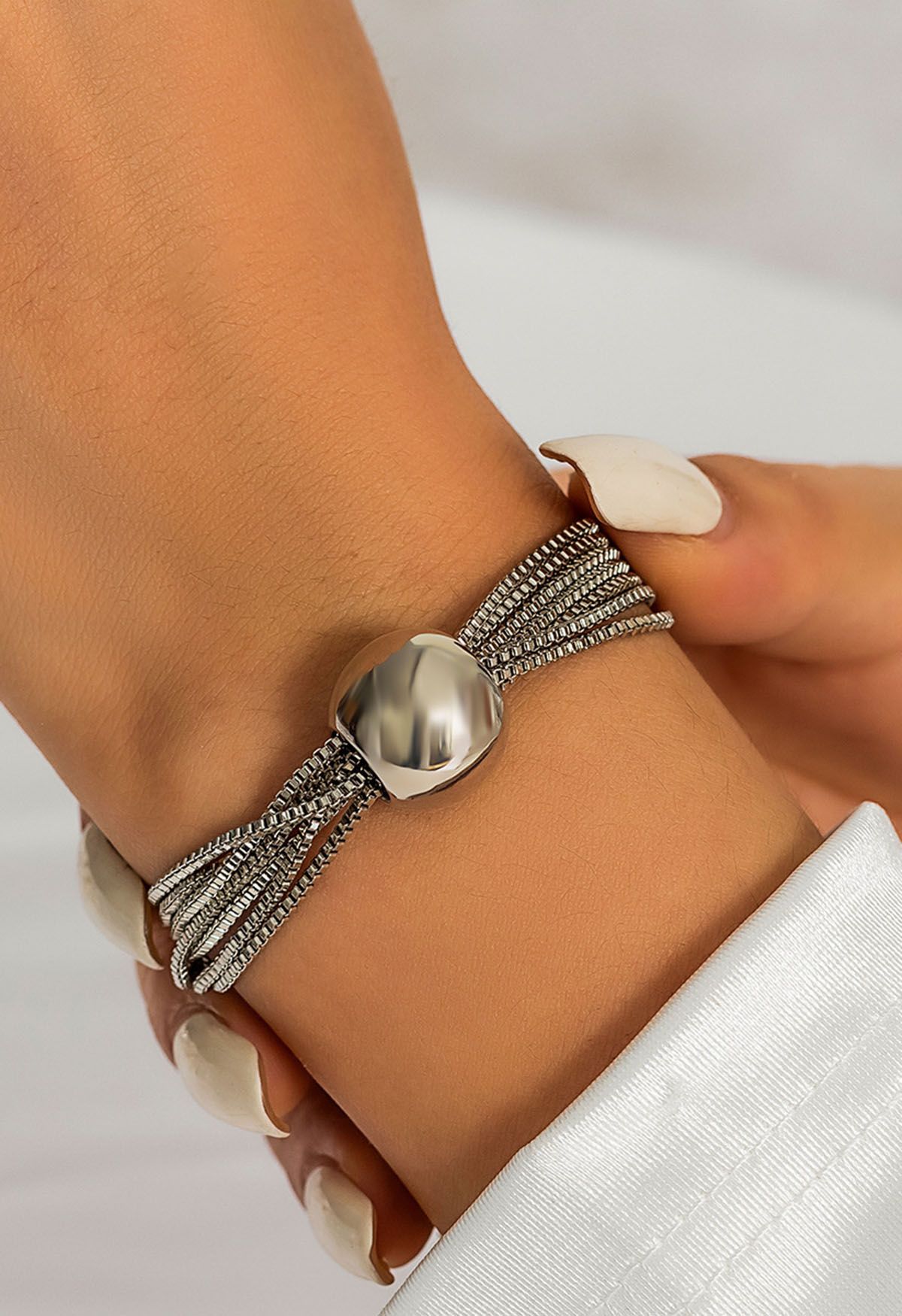 Bracelet chaîne multicouche en argent