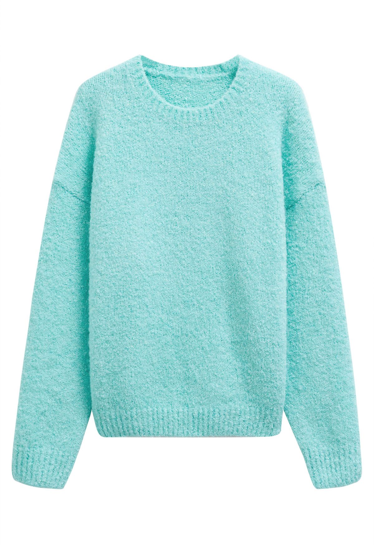 Pull en tricot doux et côtelé en menthe