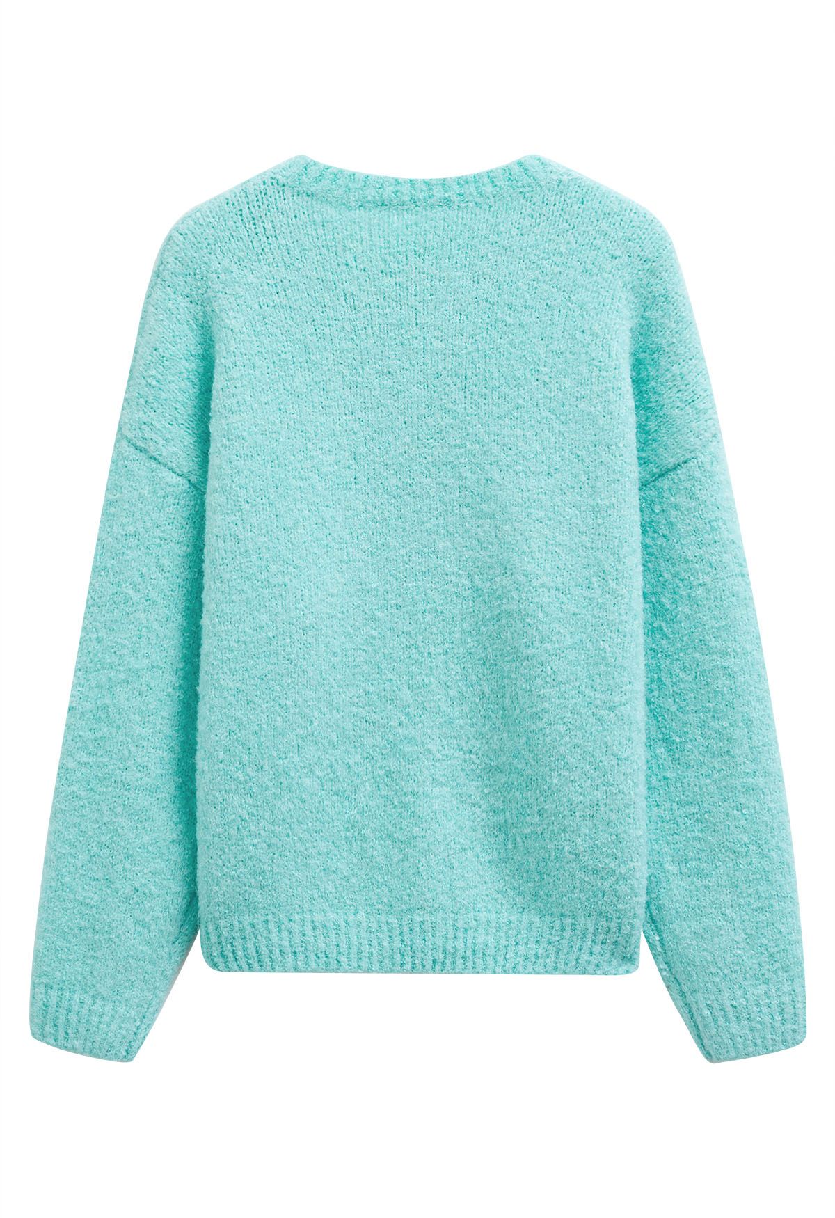 Pull en tricot doux et côtelé en menthe